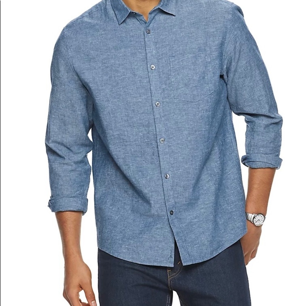 Marc Anthony Slim-Fit, Casual, Linen-Blend, Shirt